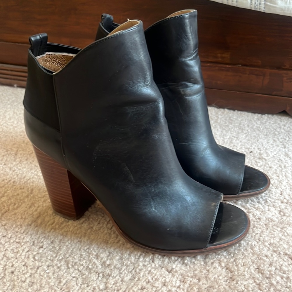 Black open toe booties